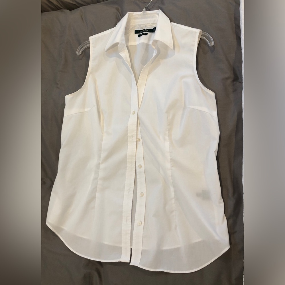 Lauren by Ralph Lauren sleeveless white blouse